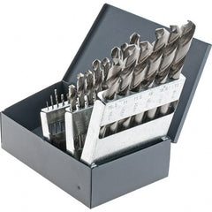 Cle-Line - 1 to 13mm, 118° Point, Bright Finish, High Speed Steel Jobber Length Drill Bit Set - Benchmark Tooling