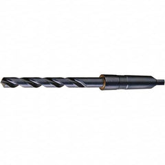 Taper Shank Drill Bit: 1.4063″ Dia, 4MT, 118 °, High Speed Steel Oxide Finish, 14.625″ OAL, Standard Point, Spiral Flute