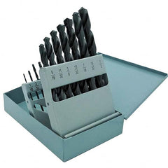 Cle-Force - 1/16 to 1/2", 135° Point, Oxide Finish, High Speed Steel Jobber Length Drill Bit Set - Benchmark Tooling