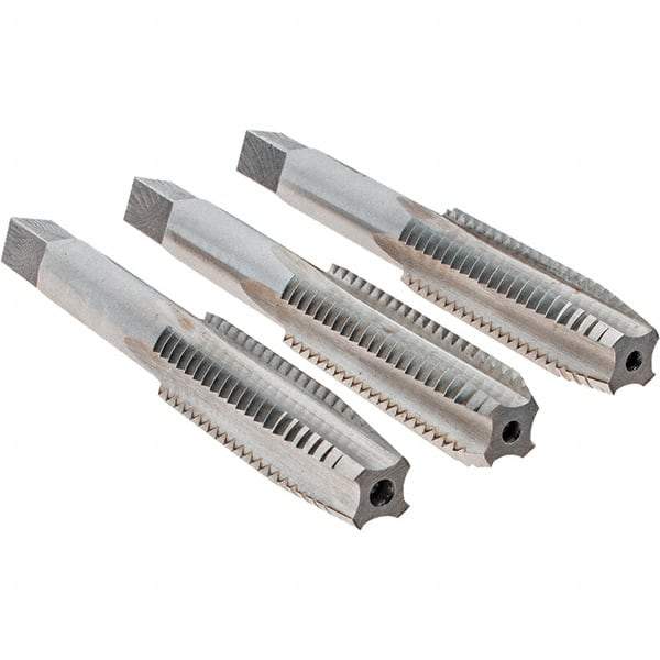 Cle-Line - 1/2-13 UNC, 4 Flute, Bottoming, Plug & Taper, Bright Finish, High Speed Steel Tap Set - Right Hand Cut, 3-3/8" OAL, 1-21/32" Thread Length, Series 0404 - Benchmark Tooling