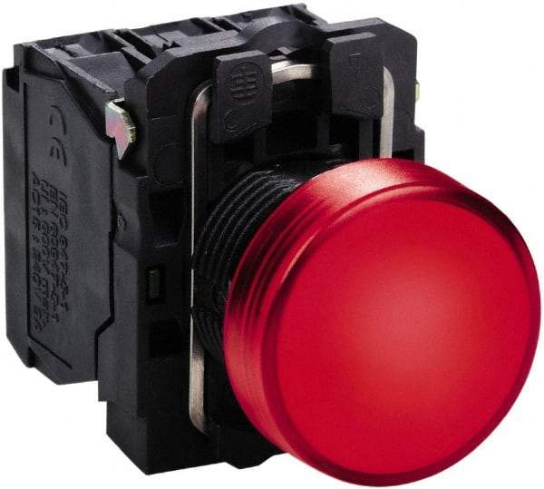 Schneider Electric - 24 VAC/VDC at 50/60 Hz Red Lens LED Pilot Light - Round Lens, Screw Clamp Connector, 30mm Wide, Vibration Resistant, Water Resistant - Benchmark Tooling