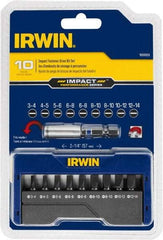 Irwin - 10 Piece, Screwdriver Insert Bit Set - 3 to 14 Slotted & Magnetic Bit Holder with C-Ring - Benchmark Tooling