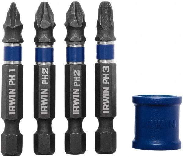 Irwin - 5 Piece, Phillips Handle, Power Bit Set - No. 1 to No. 3 Phillips - Benchmark Tooling