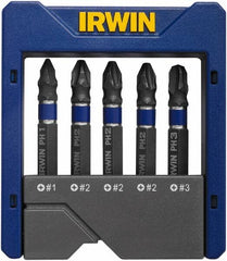 Irwin - 5 Piece, Phillips Handle, Power Bit Set - No. 1 to No. 3 Phillips - Benchmark Tooling