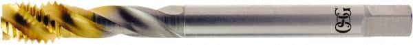 OSG - M14x2.00 3 Flute 6H Modified Bottoming Spiral Flute Tap - Vanadium High Speed Steel, TiN Finish, 110mm OAL, Right Hand Flute, Right Hand Thread, D5, Series 16455 - Benchmark Tooling