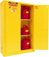 Securall Cabinets - 2 Door, 2 Shelf, Yellow Steel Standard Safety Cabinet for Flammable and Combustible Liquids - 65" High x 43" Wide x 18" Deep, Manual Closing Door, 3 Point Key Lock, 45 Gal Capacity - Benchmark Tooling