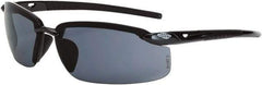 CrossFire - Smoke Lenses, Framed Safety Glasses - Scratch Resistant, Black Frame, Size Universal, Wrap Around - Benchmark Tooling