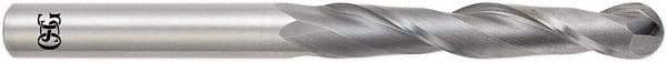 OSG - 20mm Diam, 76mm LOC, 2 Flute Solid Carbide Ball End Mill - Uncoated, Single End, 153mm OAL, 20mm Shank Diam, Spiral Flute - Benchmark Tooling