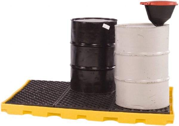 UltraTech - 66 Gal Sump, 9,000 Lb Capacity, 6 Drum, Polyethylene Spill Deck or Pallet - 75" Long x 50" Wide x 5" High, Low Profile, 2 x 3 Drum Configuration - Benchmark Tooling