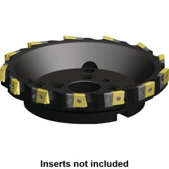 Kennametal - 9 Inserts, 200mm Cut Diam, 60mm Arbor Diam, 25.46mm Max Depth of Cut, Indexable Square-Shoulder Face Mill - 0/90° Lead Angle, 63mm High, LN.U 2210.. Insert Compatibility, Series MEGA90 - Benchmark Tooling