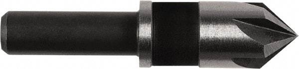Irwin - 3/8" Head Diam, 1/4" Shank Diam, 5 Flute 82° High Speed Steel Countersink - Oxide Finish, 1-5/8" OAL, Single End, Straight Shank, Right Hand Cut - Benchmark Tooling