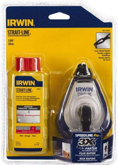 Irwin - 100' Long Reel & Chalk Set - Red, Includes (1) 4 oz Permanent Red Chalk (3.5:1) & (1) SPEEDLINE Pro Chalk Reel - Benchmark Tooling