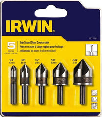 Irwin - 5 Piece, 1/4 to 3/4" Head Diam, 82° Included Angle, Single End Countersink Set - Benchmark Tooling