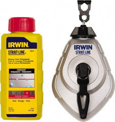 Irwin - 100' Long Reel & Chalk Set - Red, Includes (1) 4 oz Permanent Red Chalk (6:1) & (1) MACH6 Chalk Reel - Benchmark Tooling