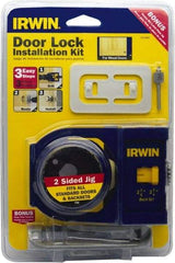 Irwin Blades - 7 Piece, 2-3/8" to 2-3/4" Saw Diam, Door-Lock Installation Hole Saw Kit - Carbon Steel, Includes 2 Hole Saws - Benchmark Tooling