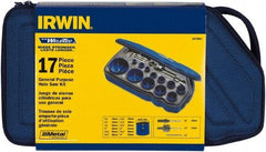 Irwin - 17 Piece, 5/8" to 3" Saw Diam, General Purpose Hole Saw Kit - Bi-Metal, Toothed Edge, Pilot Drill Model No. 373000, Includes 12 Hole Saws - Benchmark Tooling