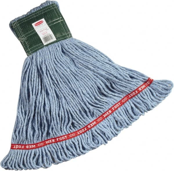 Rubbermaid - 1" Green Head Band, Medium Blended Fiber Loop End Mop Head - 4 Ply, Side Loading Connection - Benchmark Tooling