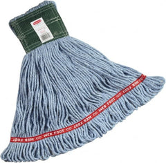 Rubbermaid - 1" Green Head Band, Medium Blended Fiber Loop End Mop Head - 4 Ply, Side Loading Connection - Benchmark Tooling