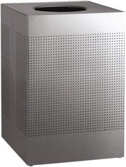 Rubbermaid - 40 Gal Silver Square Decorative Waste Receptacle With Top - Stainless Steel, 794mm High x 552.45mm Long x 552.45mm Wide - Benchmark Tooling