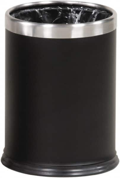 Rubbermaid - 3-1/2 Gal Black Round Decorative Waste Receptacle With Top - Steel, 318mm High - Benchmark Tooling