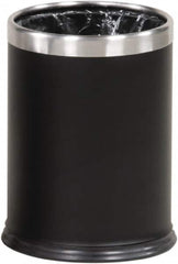 Rubbermaid - 3-1/2 Gal Black Round Decorative Waste Receptacle With Top - Steel, 318mm High - Benchmark Tooling