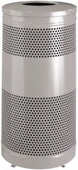 Rubbermaid - 25 Gal Silver Round Decorative Waste Receptacle With Top - Steel, 902mm High - Benchmark Tooling