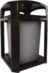 Rubbermaid - 35 Gal Brown Square Decorative Waste Receptacle With Top - Polycarbonate, 40" High x 660.4mm Long x 26" Wide - Benchmark Tooling