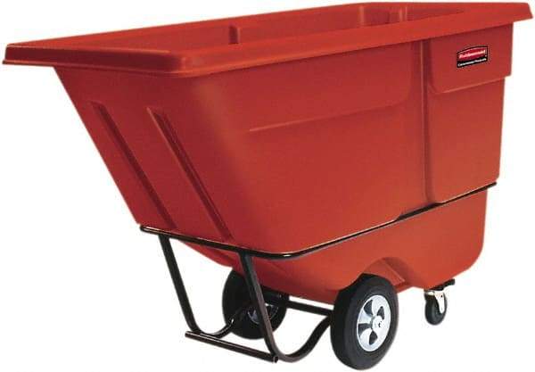 Rubbermaid - 1,250 Lb Load Capacity, 1 Cu Yd, Polyethylene Tilt Truck - 33-1/2" Wide x 72-1/4" Long, Red - Benchmark Tooling