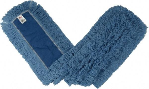 Rubbermaid - 48" Long x 5" Wide Cotton/Synthetic Dust Mop Head - Envelope Connection, Blue, Cut-End Head, Launderable - Benchmark Tooling