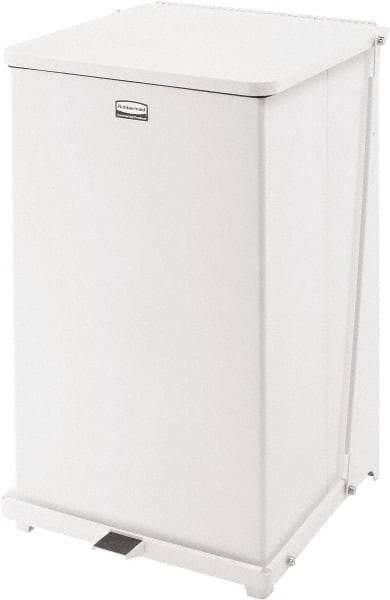 Rubbermaid - 40 Gal Square Unlabeled Trash Can - 30" High x 19" Long x 19" Wide, White, Steel - Benchmark Tooling