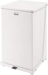 Rubbermaid - 40 Gal Square Unlabeled Trash Can - 30" High x 19" Long x 19" Wide, White, Steel - Benchmark Tooling