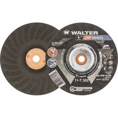 WALTER Surface Technologies - 60 Grit, 6" Wheel Diam, 3/64" Wheel Thickness, Type 27 Depressed Center Wheel - Resinoid Bond, 10,200 Max RPM - Benchmark Tooling