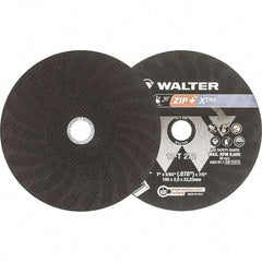 WALTER Surface Technologies - 7" 46 Grit Aluminum Oxide Cutoff Wheel - 5/64" Thick, 7/8" Arbor, 8,600 Max RPM, Use with Angle Grinders - Benchmark Tooling