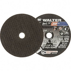 WALTER Surface Technologies - 3" 24 Grit Aluminum Oxide Cutoff Wheel - 1/4" Thick, 3/8" Arbor, 25,470 Max RPM, Use with Die Grinders - Benchmark Tooling