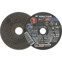 WALTER Surface Technologies - 2" 24 Grit Aluminum Oxide Cutoff Wheel - 1/2" Thick, 5/16" Arbor, 31,000 Max RPM, Use with Die Grinders - Benchmark Tooling
