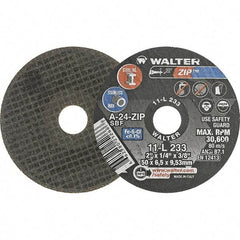 WALTER Surface Technologies - 2" 24 Grit Aluminum Oxide Cutoff Wheel - 1/4" Thick, 3/8" Arbor, 31,000 Max RPM, Use with Die Grinders - Benchmark Tooling
