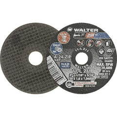WALTER Surface Technologies - 2" 24 Grit Aluminum Oxide Cutoff Wheel - 1/16" Thick, 5/16" Arbor, 31,000 Max RPM, Use with Die Grinders - Benchmark Tooling