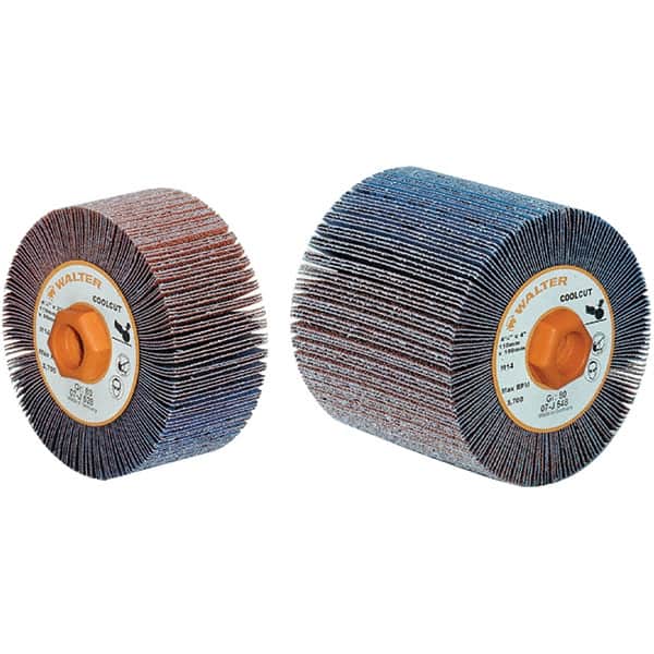 WALTER Surface Technologies - 4-1/4" Diam 40 Grit Aluminum Oxide Unmounted Flap Wheel - 5/8-11 Threaded Hole, 2" Wide, Coated, Grade Coarse, 3,800 Max RPM - Benchmark Tooling