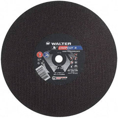WALTER Surface Technologies - 16" 30 Grit Aluminum Oxide Cutoff Wheel - 7/64" Thick, 1" Arbor, 3,800 Max RPM, Use with Chop Saws - Benchmark Tooling