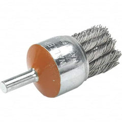 WALTER Surface Technologies - 1-1/8" Brush Diam, Knotted, End Brush - 1/4" Diam Shank, 20,000 Max RPM - Benchmark Tooling