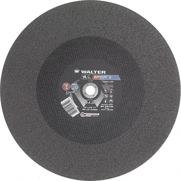 WALTER Surface Technologies - 20" 24 Grit Aluminum Oxide Cutoff Wheel - 3/16" Thick, 1" Arbor, 3,000 Max RPM, Use with Stationary Tools - Benchmark Tooling