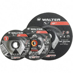 WALTER Surface Technologies - 24 Grit, 9" Wheel Diam, 1/4" Wheel Thickness, Type 28 Depressed Center Wheel - Aluminum Oxide, Resinoid Bond, 6,600 Max RPM - Benchmark Tooling