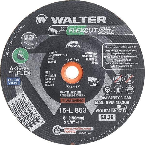 WALTER Surface Technologies - 6" Diam, 36 Grit Surface Grinding Wheel - Benchmark Tooling
