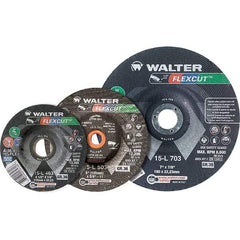 WALTER Surface Technologies - 3" Diam x 3/8" Hole, 36 Grit Surface Grinding Wheel - Aluminum Oxide/Silicon Carbide Blend, Resinoid Bond - Benchmark Tooling