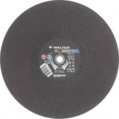 WALTER Surface Technologies - 20" 24 Grit Aluminum Oxide Cutoff Wheel - 3/16" Thick, 1" Arbor, 3,000 Max RPM, Use with Stationary Tools - Benchmark Tooling