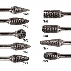 WALTER Surface Technologies - 1/4" Cut Diam, 1/4" Shank Diam, Taper Head Double Cut Burr - Carbide, 5/8" LOC - Benchmark Tooling