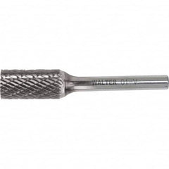 WALTER Surface Technologies - 1/8" Cut Diam, 1/8" Shank Diam, Cylinder Head Double Cut Burr - Carbide, 9/16" LOC - Benchmark Tooling