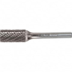 WALTER Surface Technologies - 1/4" Cut Diam, 1/4" Shank Diam, Cylinder Head Double Cut Burr - Carbide, 5/8" LOC - Benchmark Tooling