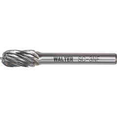 WALTER Surface Technologies - 7/16" Cut Diam, 1/4" Shank Diam, Cylinder Ball End Head Double Cut Burr - Carbide, 1" LOC - Benchmark Tooling