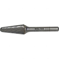 WALTER Surface Technologies - 3/8" Cut Diam, 1/4" Shank Diam, Cone Head Double Cut Burr - Carbide, 1-1/16" LOC - Benchmark Tooling